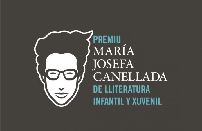 Llogotipu col testu Premiu María Josefa Canellada de lliteratura infantil y xuvenil, cola cara de Canellada