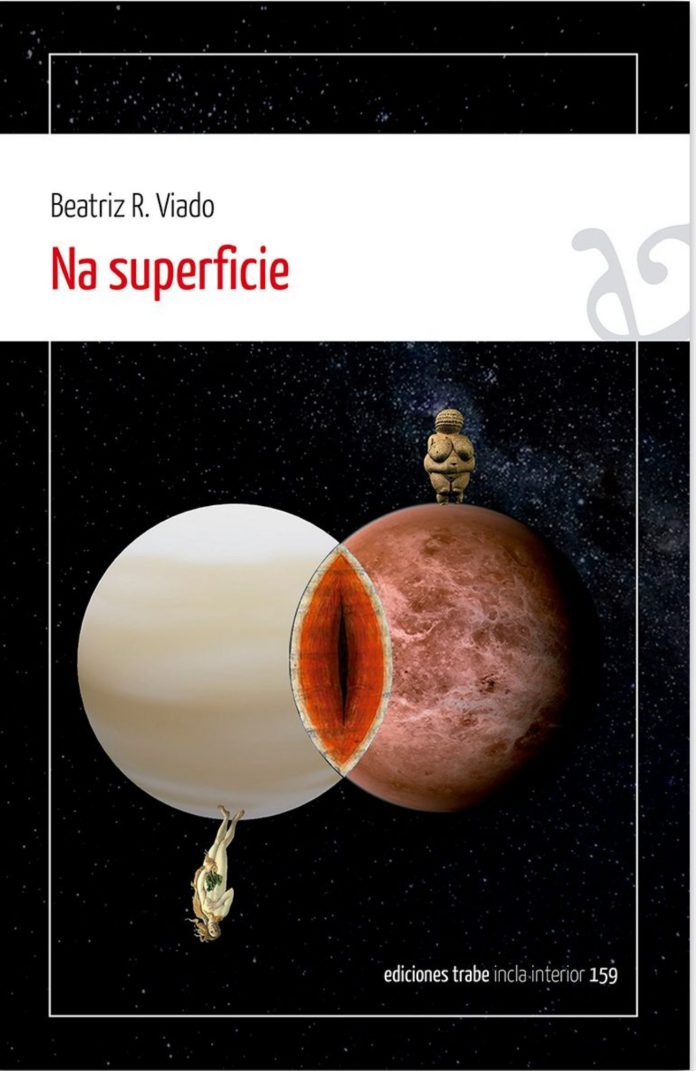 Captura de pantalla 2025-10-14 104015 Portada del llibru: collage de María Arce que recuerda un eclipse parcial de dos astros. La parte que se superpón asemeya una forma vaxinal. So la superficie de cada astru hai una venus (la de Botticelli y una figura paleolítica de piedra)