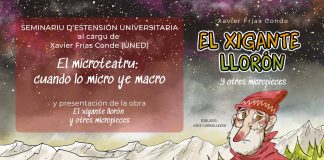 La UNED ufierta un seminariu de microteatru Portada del llibru "El xigante llorón" con información sobre'l seminariu.