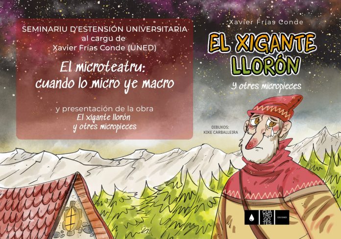 Portada del llibru "El xigante llorón" con información sobre'l seminariu.
