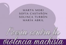 Riosa organiza un recital contra la violencia machista Cartel del recital. De fondo, perfil femenino.