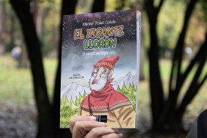 Portada d'El xigante llorón, col dibuxu del xigante, que ta triste.