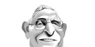 La Sociedá La Montera convoca’l IV Certame de Cuentos Curtios Mánfer de la Llera Retratu de Mánfer de la Llera n'estilu caricatura, por Pablo García