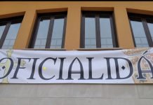 Bimenes convoca’l XXVII Concursu de Cuentos pola Oficialidá Pancarta "OFICIALIDÁ"